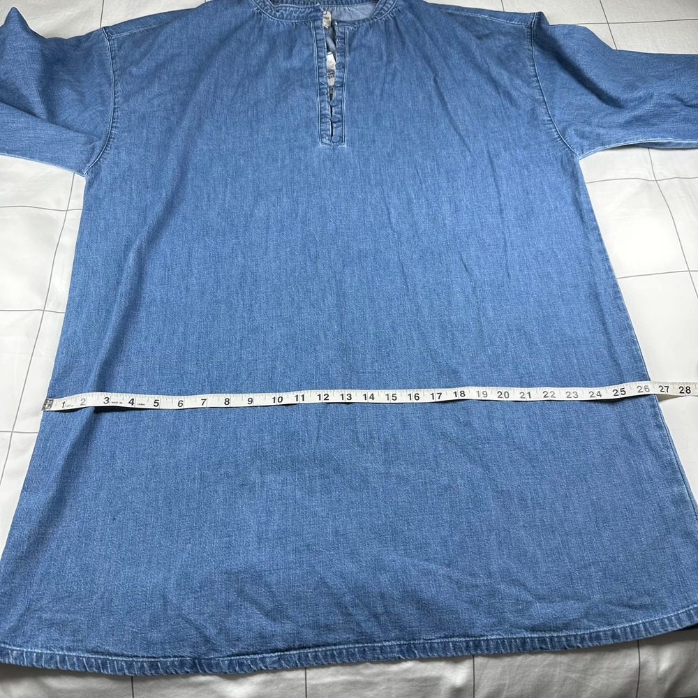 J. Crew Dress Womens 2X Blue Indigo Denim Button Up Shift Chambray New Casual - Picture 9 of 10